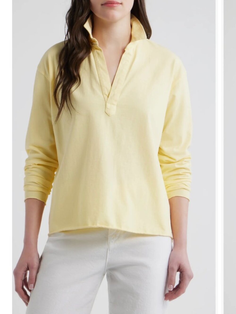 Frank & Eileen Size Xs Patrick Popover Henley Sweatshirt Light Yellow Minimal